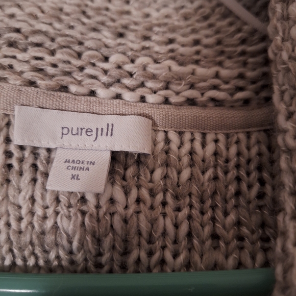 Pure Jill Cardigan Sweater Grey White With 1 Button Front Bohemian XL - Picture 6 of 7